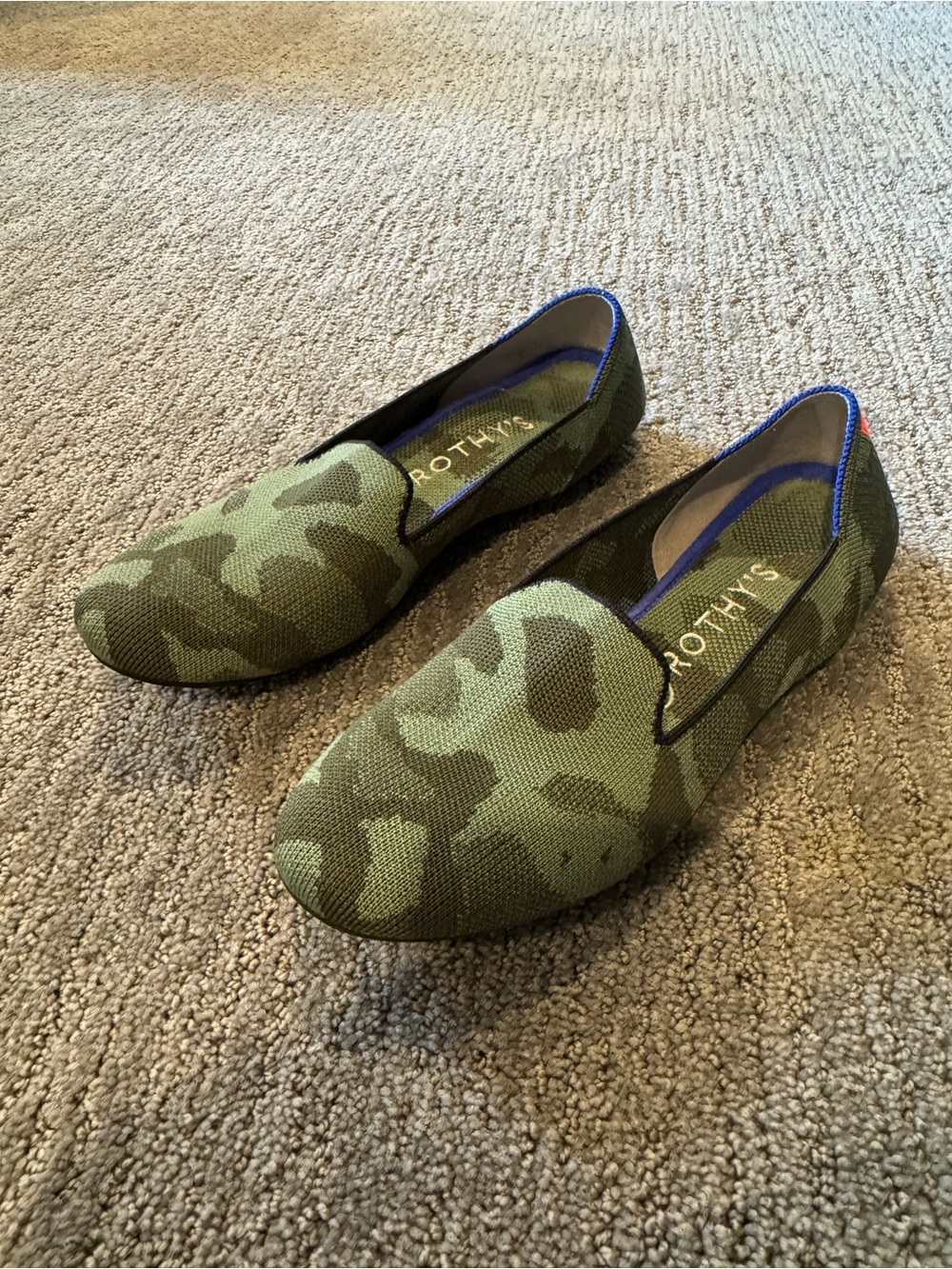 Rothy's Olive Green Camo Slip-On Flats